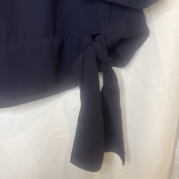 Talbots Women’s Navy Blue Side Tie 3/4 Sleeve Round Neck Blouse Top Sz 14W - Picture 3 of 10